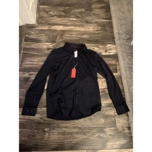 Bruno Milano Shirt Mens M‎ Extreme Stretch Button Up Navy Long Sleeve NWT 547